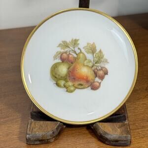 AK Kaiser Germany Mini Collector Plate Fruit Pattern Gold Rim 4" Decorative